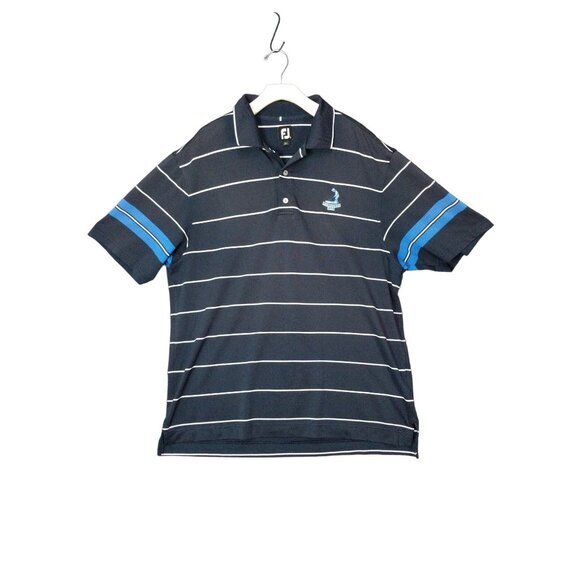 FOOTJOY Mens Golf Polo SZ‎ XL Stripe Navy Pinehurst Club Knit Short Sleeves - Picture 1 of 13
